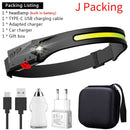 Induction Headlamp COB LED Head Lamp with Built-in Battery Flashlight USB Rechargeable Head Torch 5 Lighting Modes Head Light