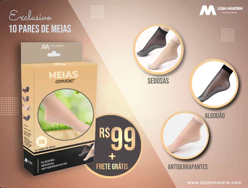 [ÚLTIMO DIA] - Compre 5 LEVE 10 Pares de Meias de Algodão Sedosas + BRINDES ESPECIAIS