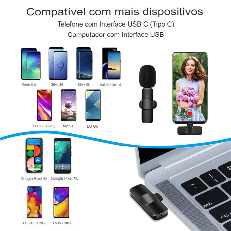 Microfone Lapela Wireless - Compre 1 Leve 2