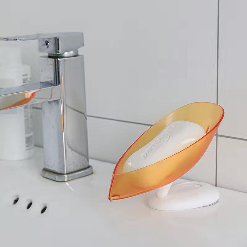 Saboneteira Estilo Folha de Árvore com Ventosa para banheiro