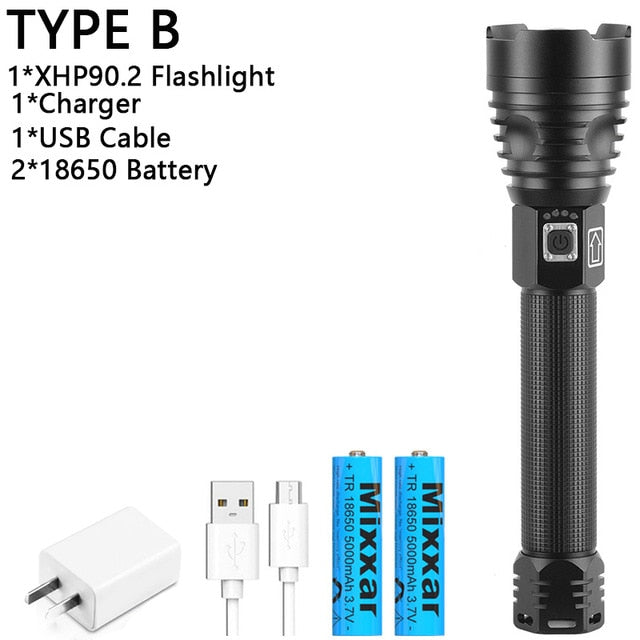 Super Lanterna Tática Zoom LED XPH50 70 90 Ultra Potente Recarregável