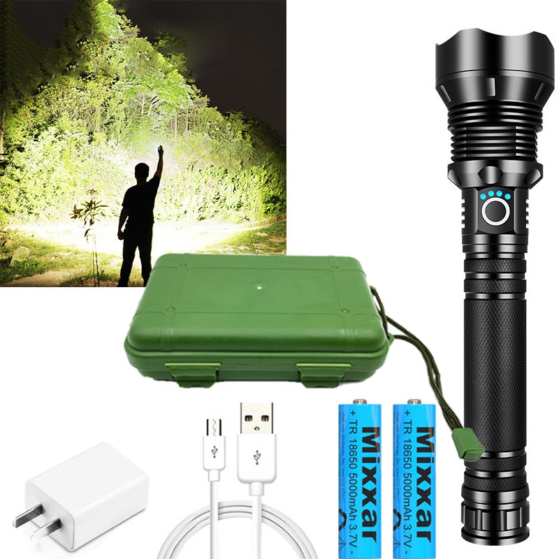 Super Lanterna Tática Zoom LED XPH50 70 90 Ultra Potente Recarregável