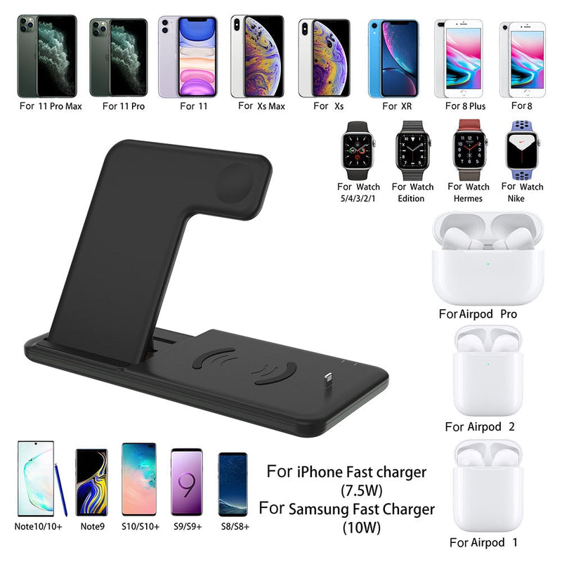 Carregador 3 em 1 Ultra Rápido 15W Para iPhone, Apple Watch e Airpods