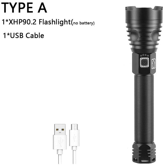 Super Lanterna Tática Zoom LED XPH50 70 90 Ultra Potente Recarregável