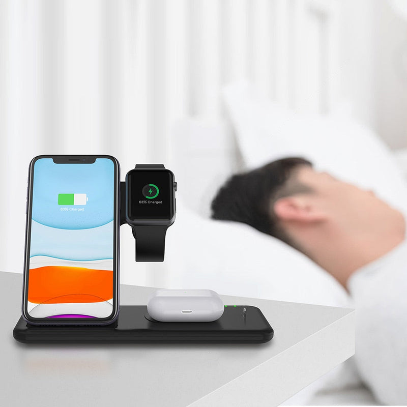 Carregador 3 em 1 Ultra Rápido 15W Para iPhone, Apple Watch e Airpods