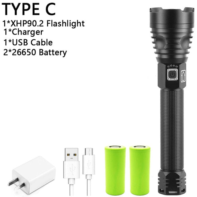 Super Lanterna Tática Zoom LED XPH50 70 90 Ultra Potente Recarregável