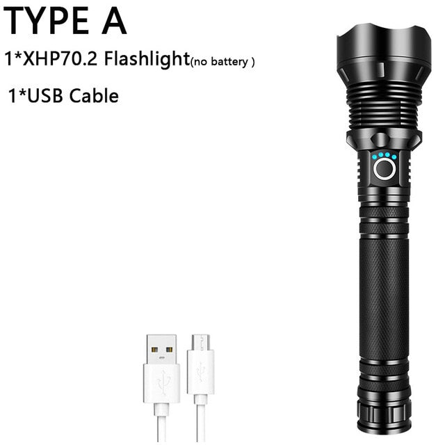 Super Lanterna Tática Zoom LED XPH50 70 90 Ultra Potente Recarregável