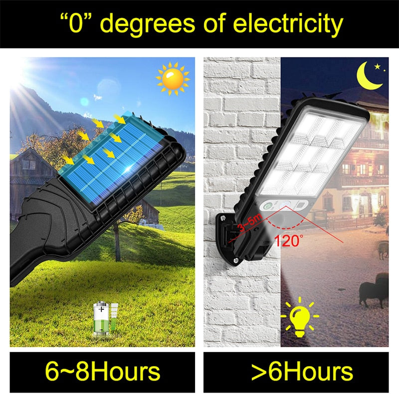 Outdoor Solar Lamp Solar Street Lights With 3 Light Mode Waterproof Motion Sensor Security Lighting for Garden Patio Path Yard - minerandodescontos