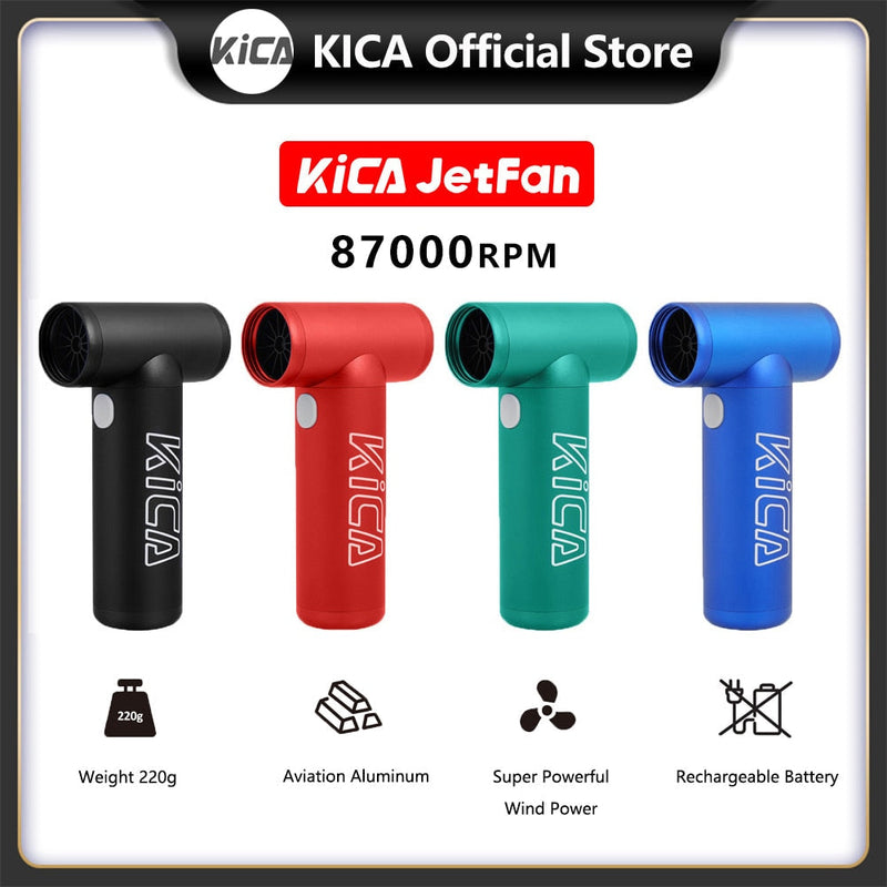KICA Jetfan Portable Air Blower Electric Mini Turbo Fan Cordless Compressed Air Can Duster Computer Keyboard Camera Car Cleaner