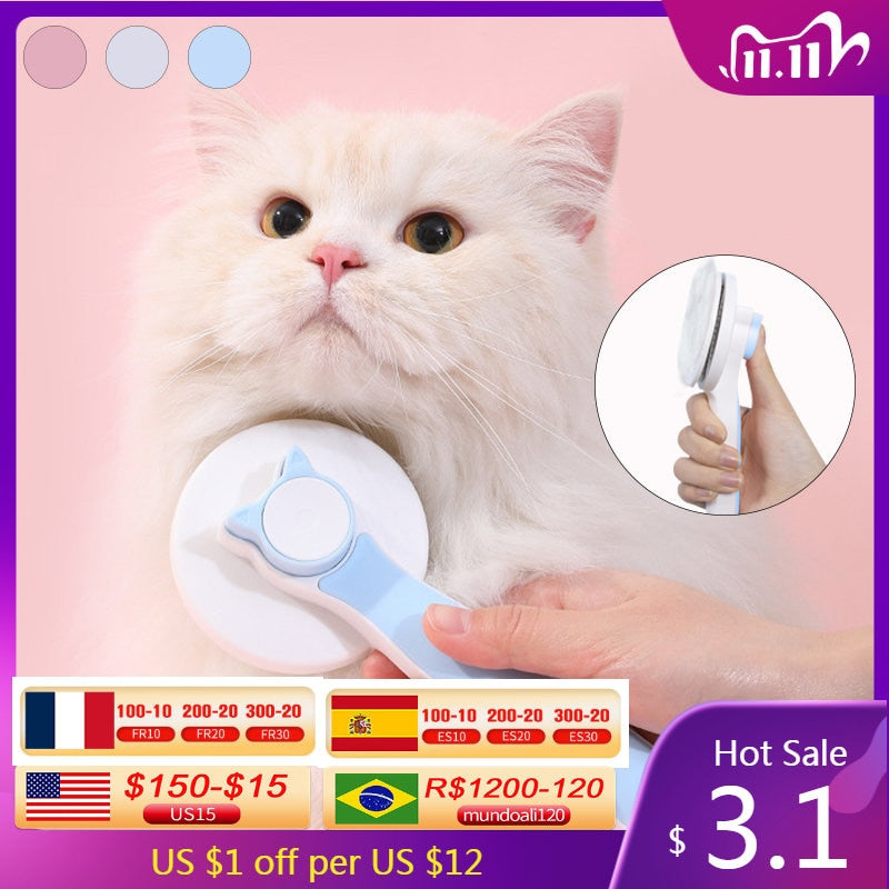 Pet Hair Comb Self Cleaning Slicker Brush for Cats Dogs Pet Grooming Brush for Cats Cat Fur Brush Grooming Tools Cat Supplies