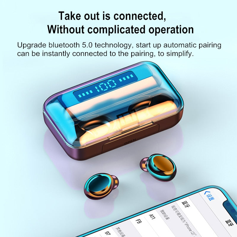 Fone de Ouvido Sem Fio F-9 a Prova d'Agua via Bluetooth
