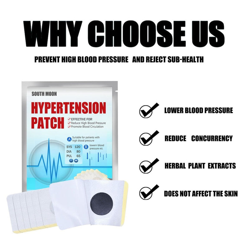 South Moon High Blood Pressure Patch Hypertension Patch Control Clean Blood Vessel Reduce Sugar Diabetes Medicine Plaster 10pcs