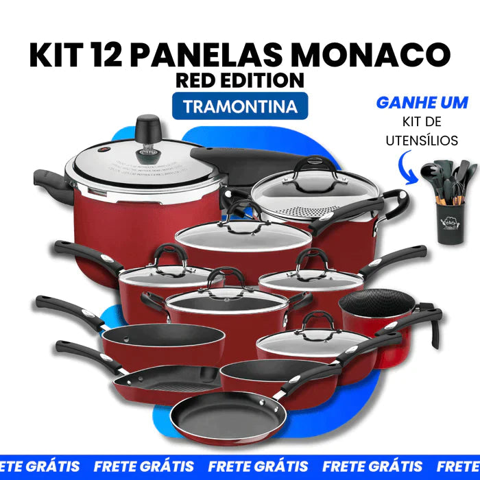 Kit 12 Panelas Monaco Tramontina Red + Brinde
