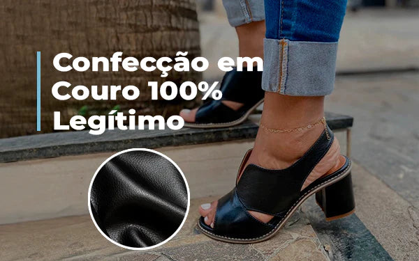 Sandália Feminina de Couro Legítimo - Laíza