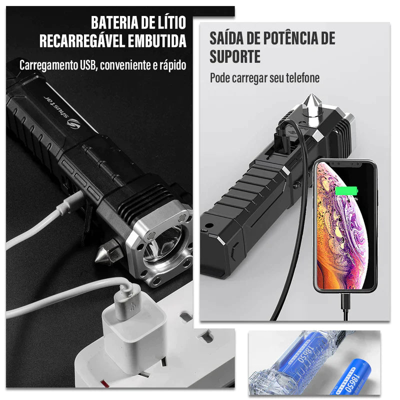 Super Lanterna Tática 4 em 1 - Military Tatical