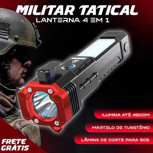 Super Lanterna Tática 4 em 1 - Military Tatical