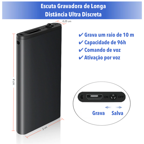 Micro Escuta  Gravador - Ativado Por Voz