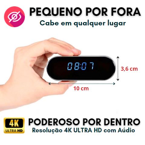Relógio com Câmera de Segurança Wifi-  SpyWay